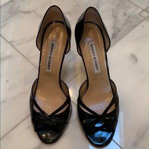 Manolo Blahnik Black patent leather d’Orsay pumps
